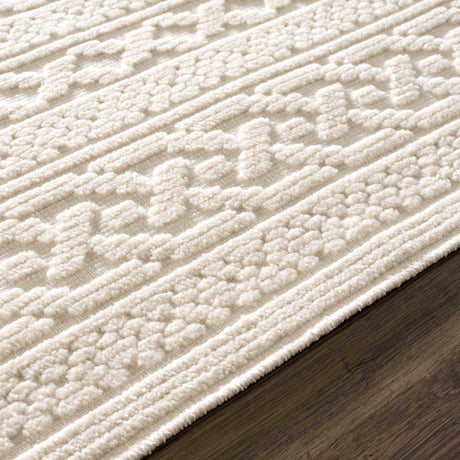 Fadey White Textured Washable Rug