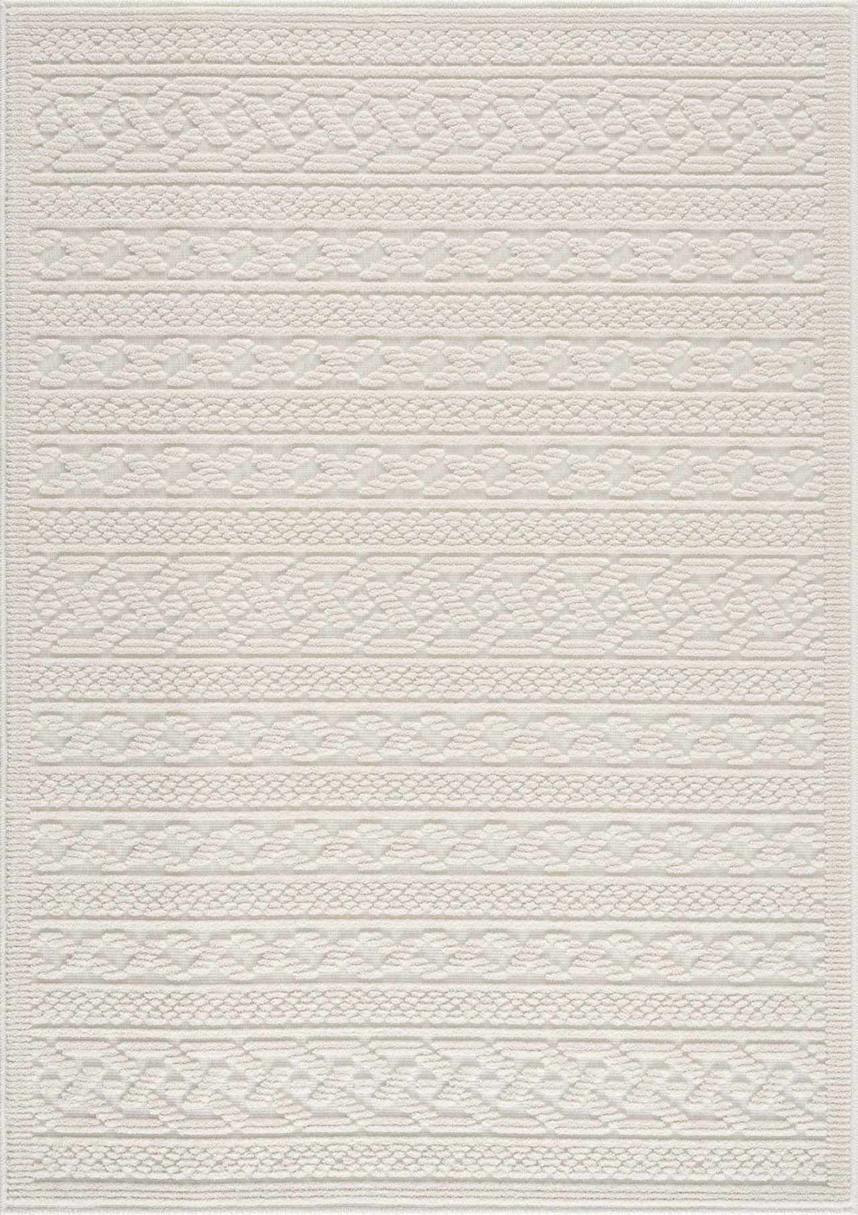 Fadey White Textured Washable Rug