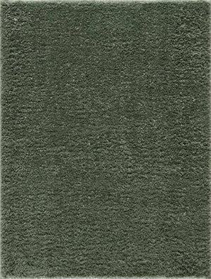 Faina Solid Green Shag Rug Washable