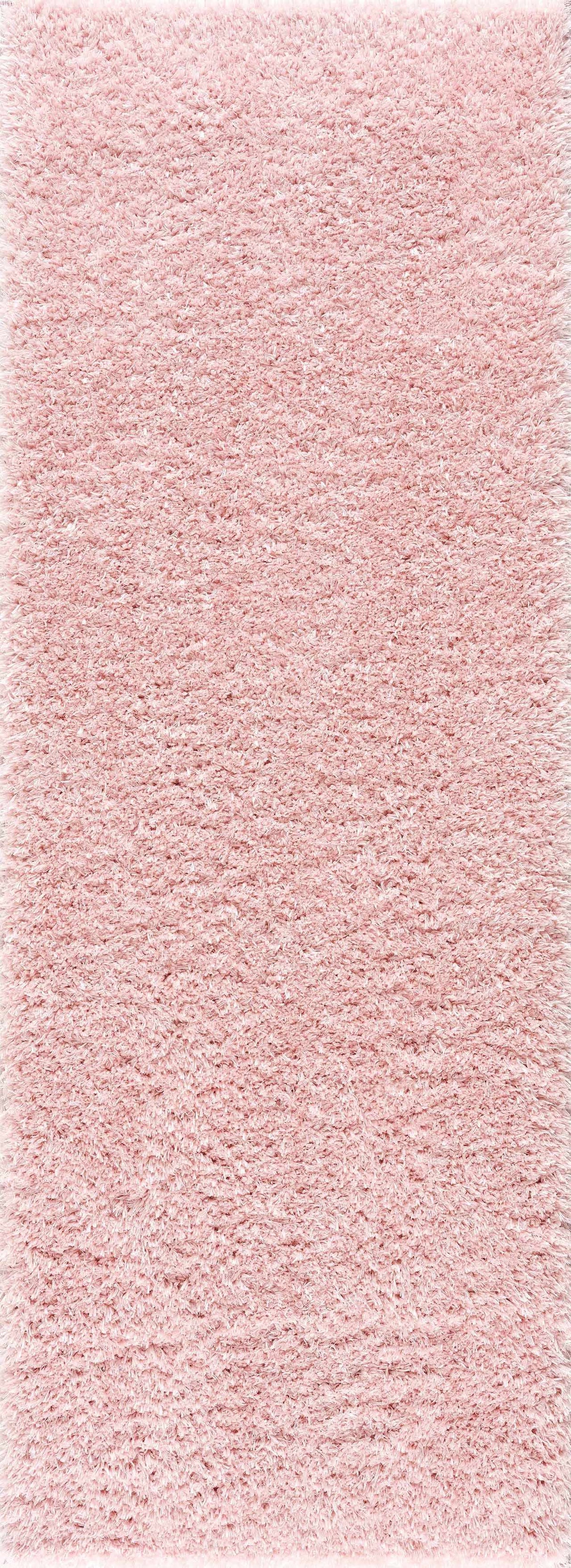 Faina Solid Pink Shag Rug Washable