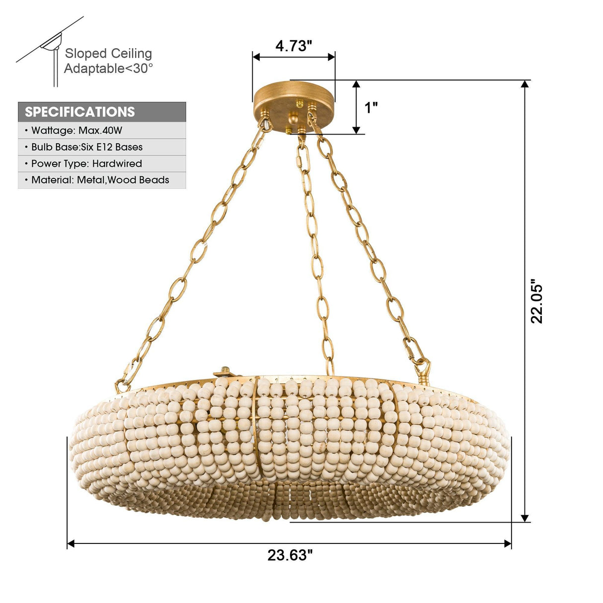 Farmhouse 6-Light Antique Golden Flush Mount Lighting