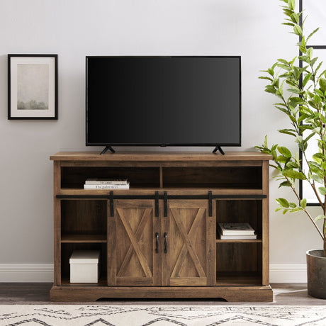 Farmstead Sliding Barn Door Highboy Modern Farmhouse TV Stand