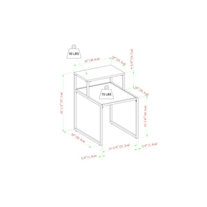 Fasi 16" Metal and Wood Two Tiered Side Table