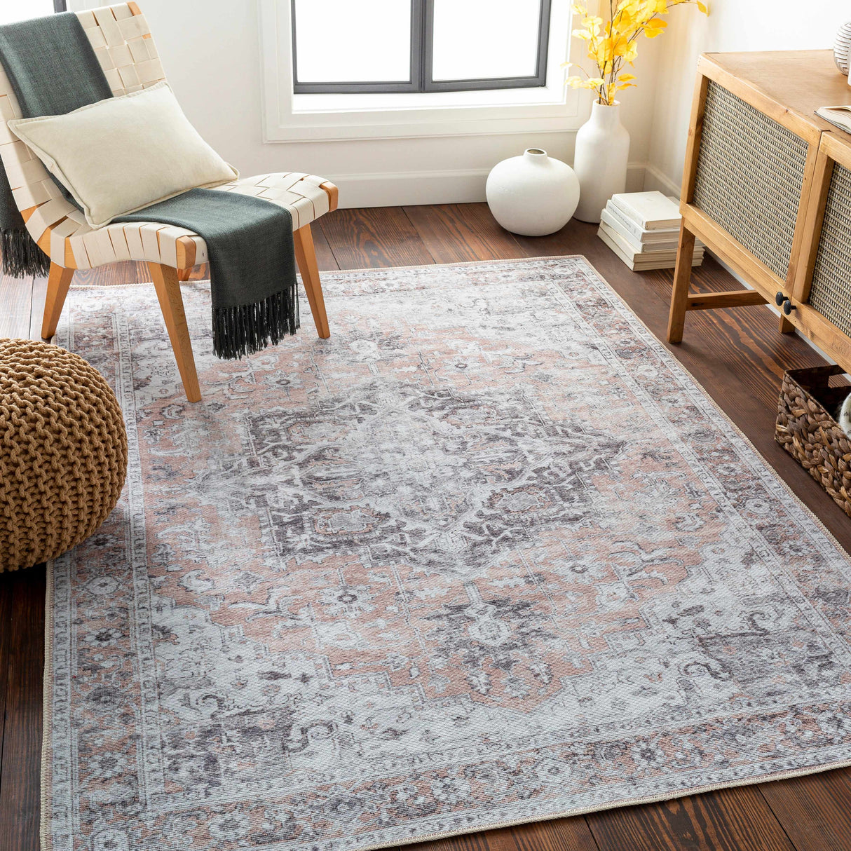 Fatih Flat Pile Washable Rug
