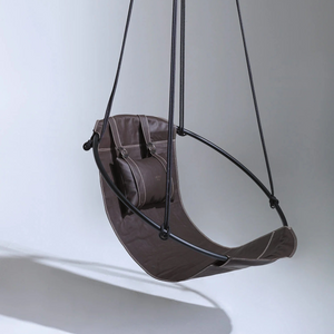 Faux Leather Round Hanging Chair Dark Brown