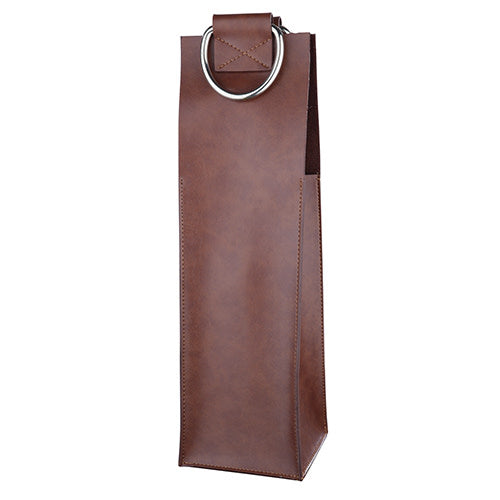 Faux Leather Single-Bottle Wine Tote