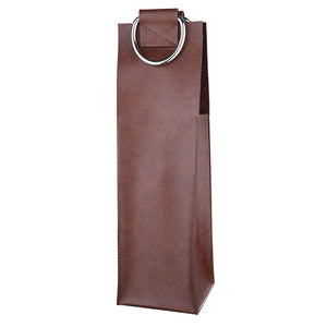 Faux Leather Single-Bottle Wine Tote