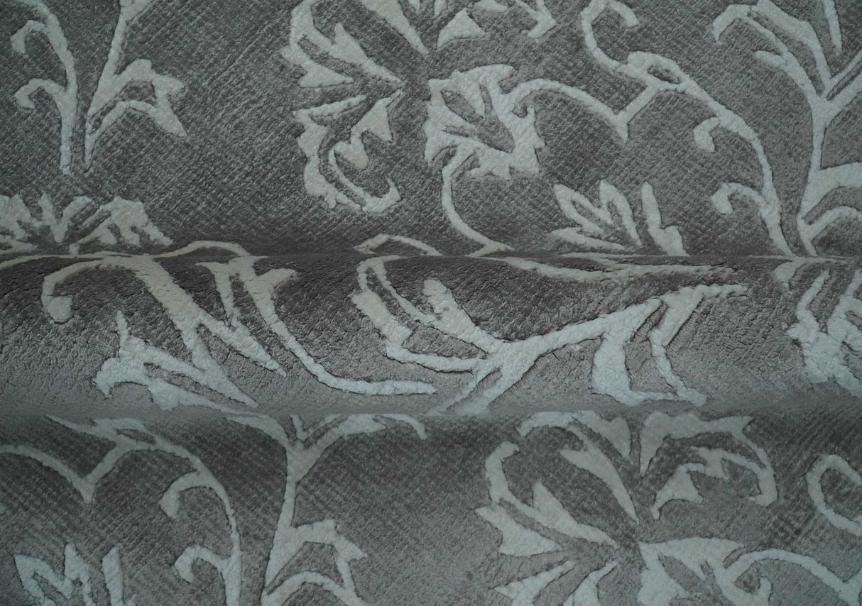 Fine 8x10 Hand Knotted Gray and Ivory Traditional Modern Style Art Art Silk Rug, Living Room Rug