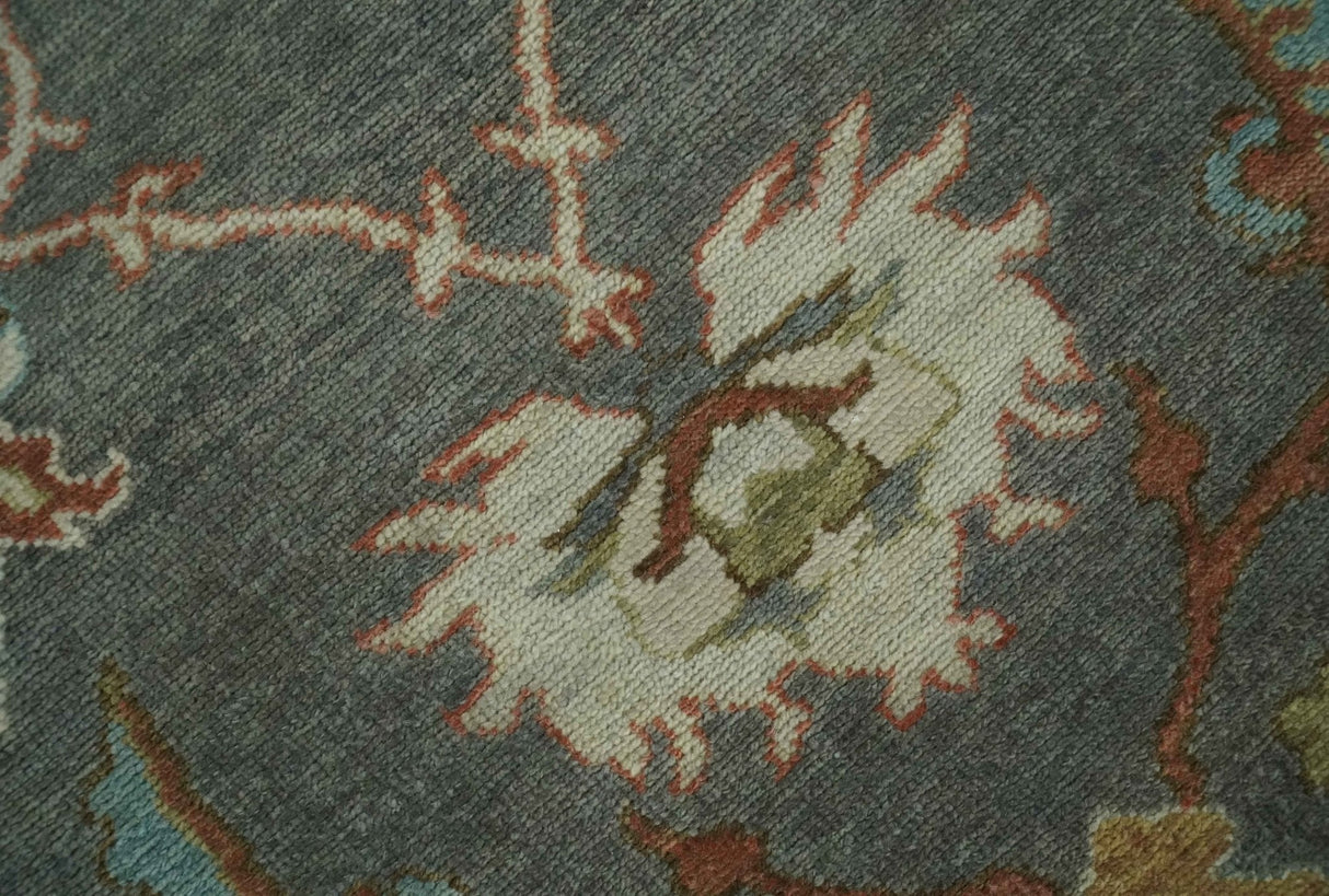 Fine 9x12 Traditional Gray and Brown Antique Style Hand knotted Traditional Wool Area Rug | AC47912