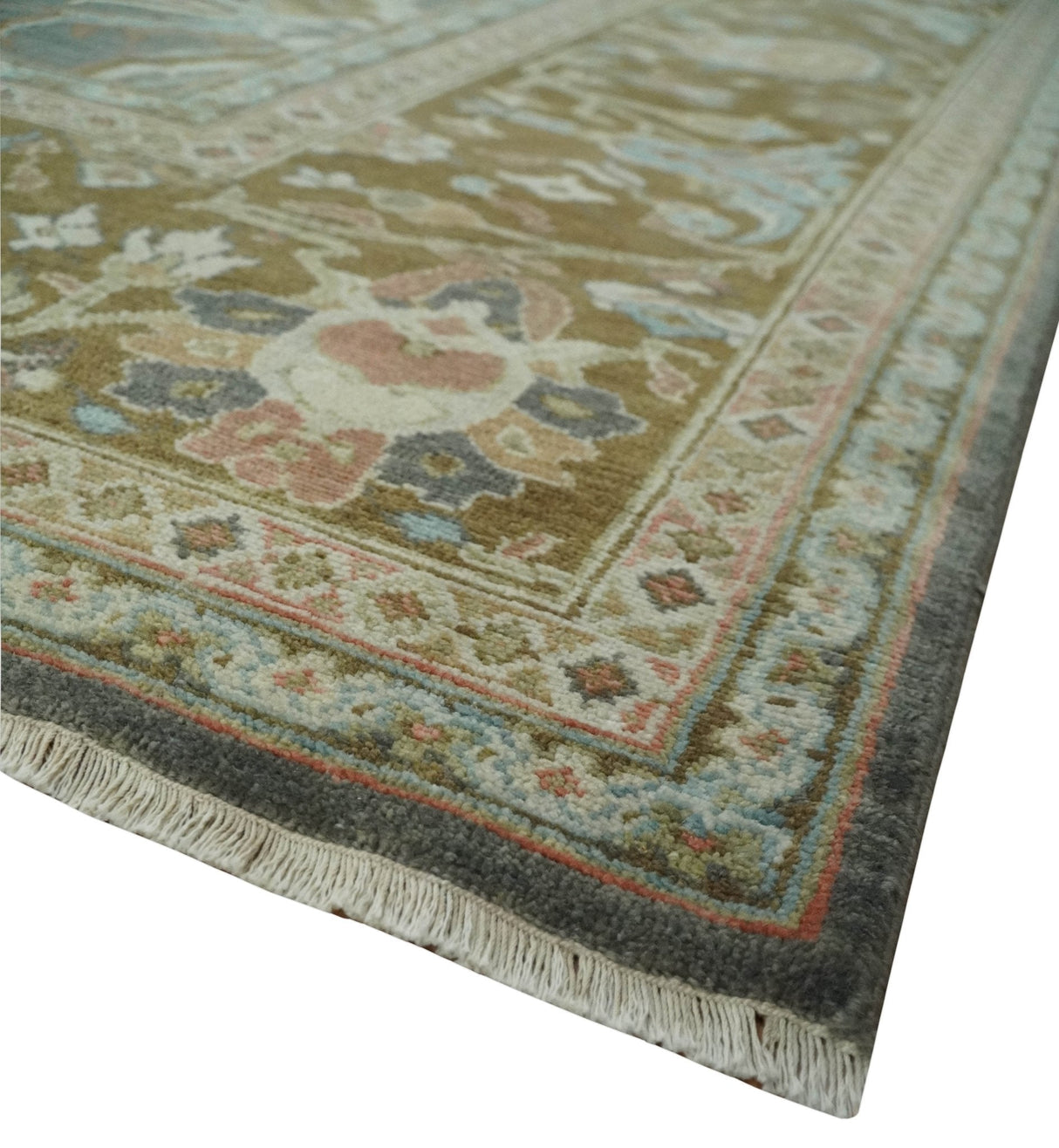 Fine 9x12 Traditional Gray and Brown Antique Style Hand knotted Traditional Wool Area Rug | AC47912