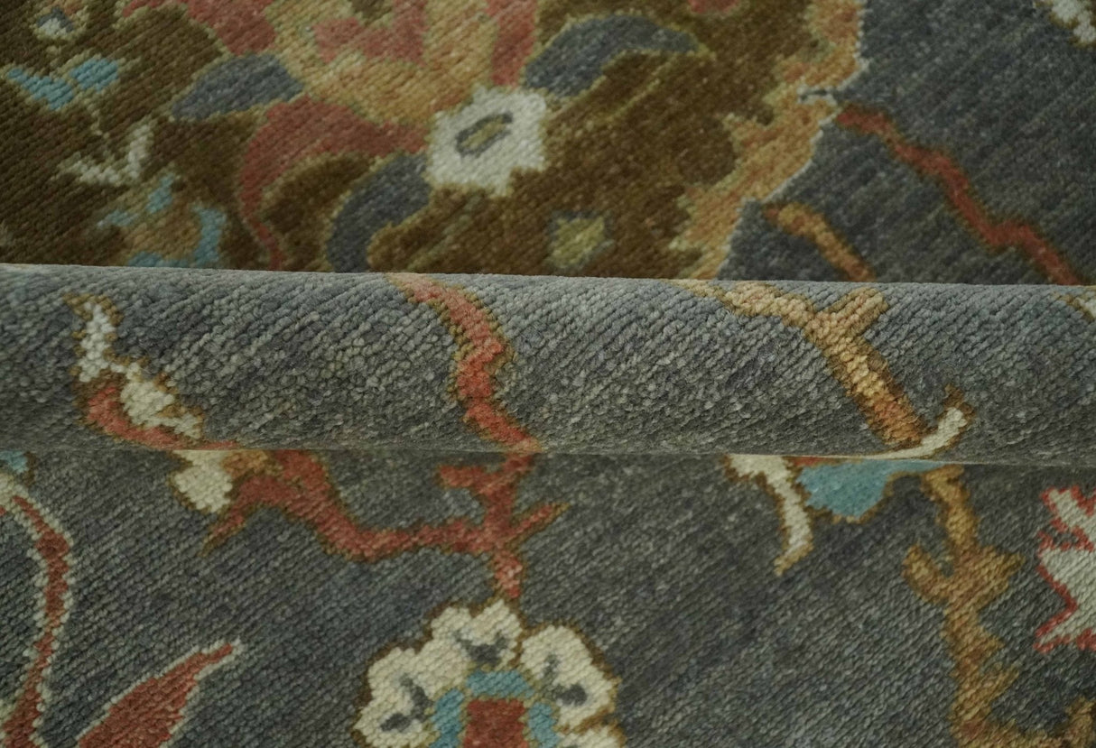 Fine 9x12 Traditional Gray and Brown Antique Style Hand knotted Traditional Wool Area Rug | AC47912