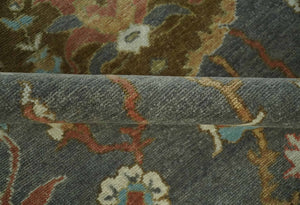 Fine 9x12 Traditional Gray and Brown Antique Style Hand knotted Traditional Wool Area Rug | AC47912