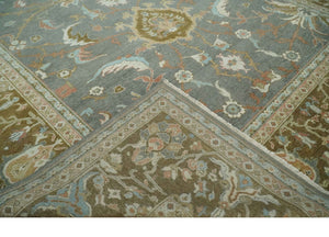 Fine 9x12 Traditional Gray and Brown Antique Style Hand knotted Traditional Wool Area Rug | AC47912