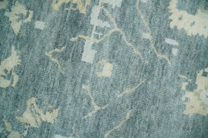 Fine Antique 8x10 Beige and Blue Abstract Hand Knotted Wool Area Rug | TRDCP506912
