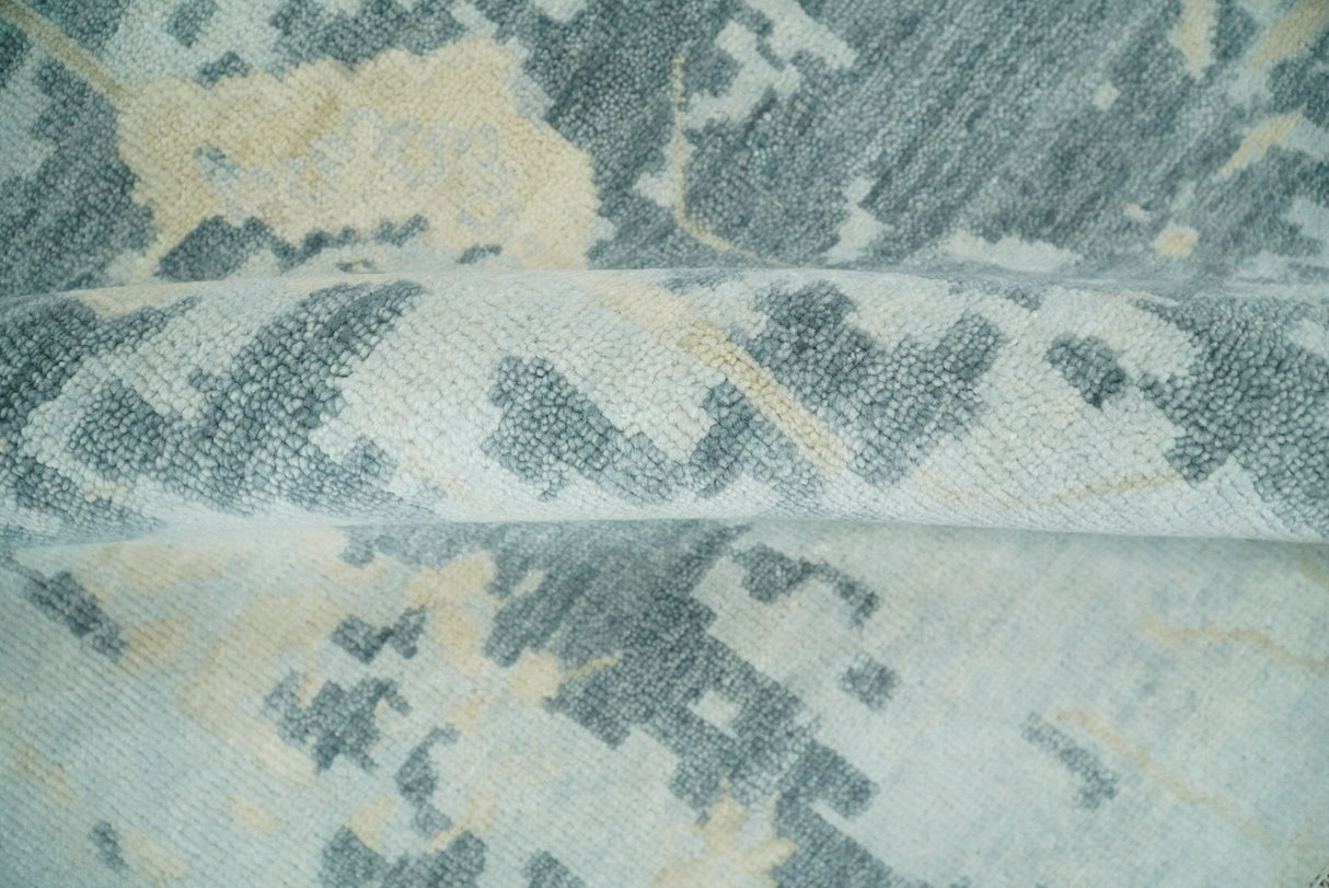 Fine Antique 8x10 Beige and Blue Abstract Hand Knotted Wool Area Rug | TRDCP506912