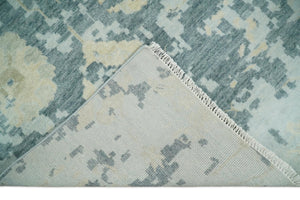 Fine Antique 8x10 Beige and Blue Abstract Hand Knotted Wool Area Rug | TRDCP506912
