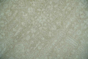 Fine Antique Design Ivory and light Olive Traditional Hand Knotted 8x10 wool area Rug