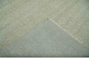 Fine Antique Design Ivory and light Olive Traditional Hand Knotted 8x10 wool area Rug