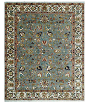 Fine Gray and Ivory Hand knotted Traditional 9x12 wool Area Rug