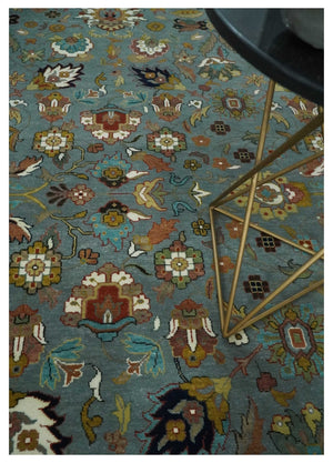 Fine Gray and Ivory Hand knotted Traditional 9x12 wool Area Rug