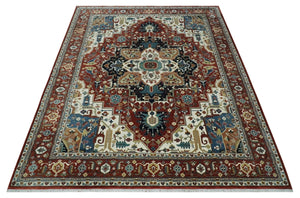 Fine Hand Knotted Brown and Ivory 8x10 and 9x12 Traditional Wool Area Rug