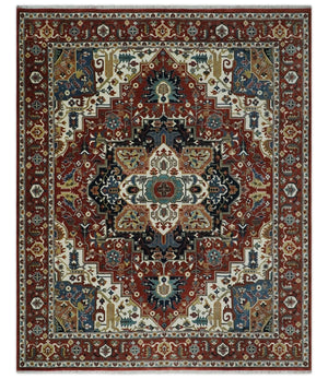 Fine Hand Knotted Brown and Ivory 8x10 and 9x12 Traditional Wool Area Rug