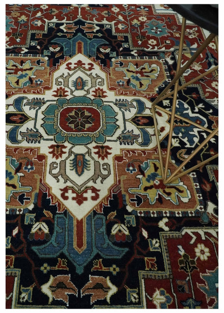 Fine Hand Knotted Brown and Ivory 8x10 and 9x12 Traditional Wool Area Rug