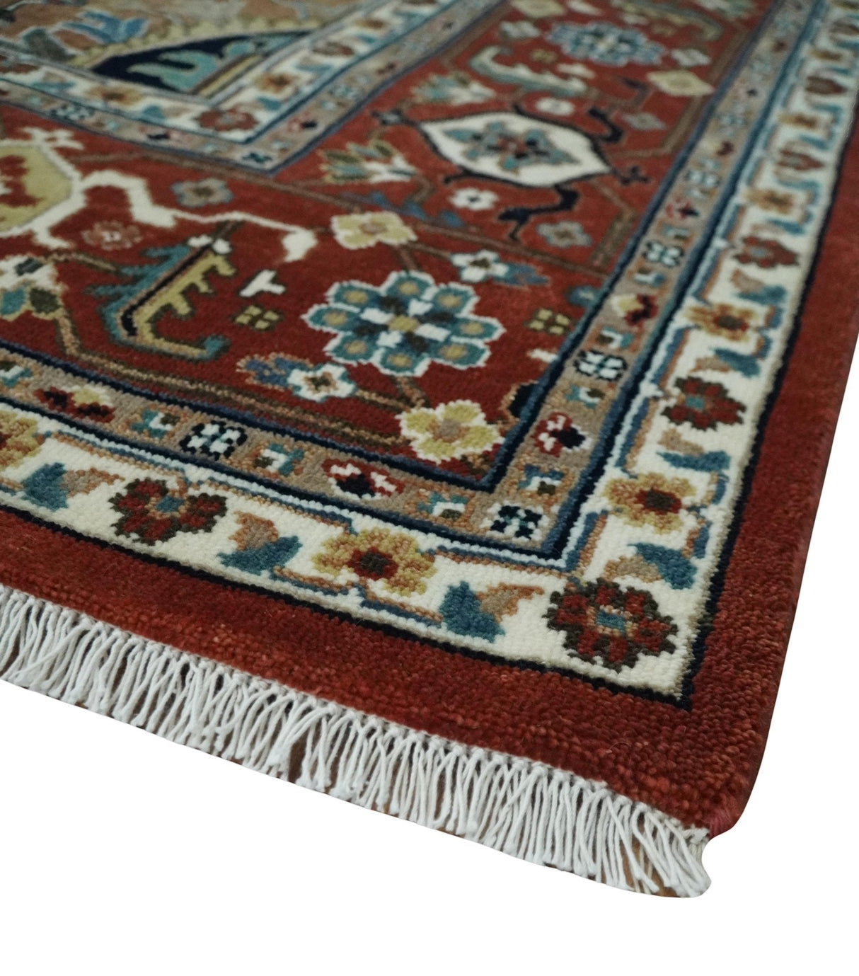 Fine Hand Knotted Brown and Ivory 8x10 and 9x12 Traditional Wool Area Rug