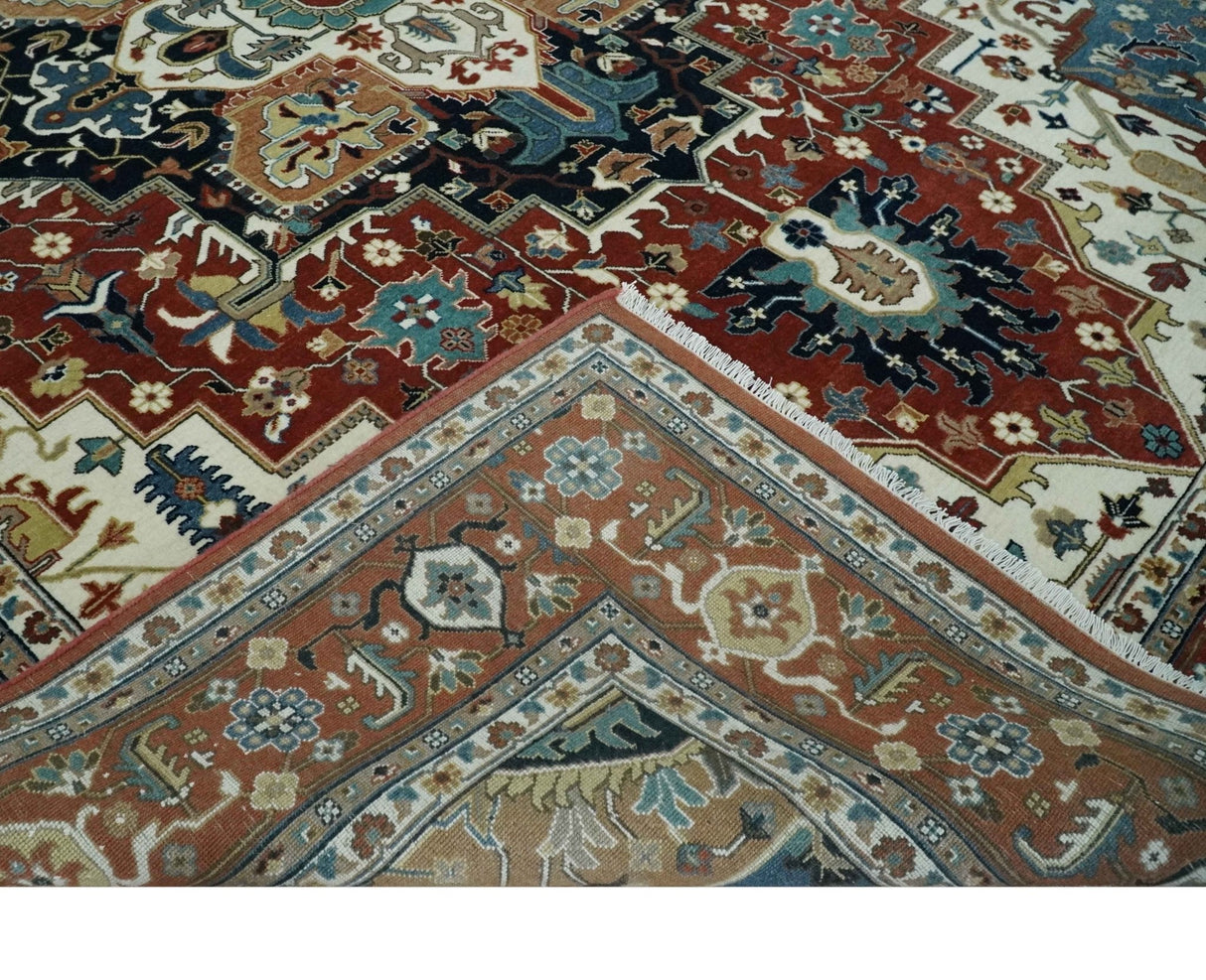 Fine Hand Knotted Brown and Ivory 8x10 and 9x12 Traditional Wool Area Rug