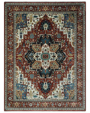 Fine Hand Knotted Brown and Ivory 8x10 and 9x12 Traditional Wool Area Rug