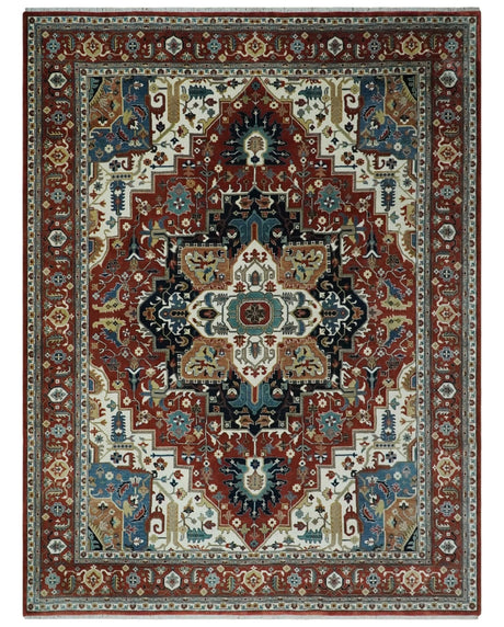 Fine Hand Knotted Brown and Ivory 8x10 and 9x12 Traditional Wool Area Rug