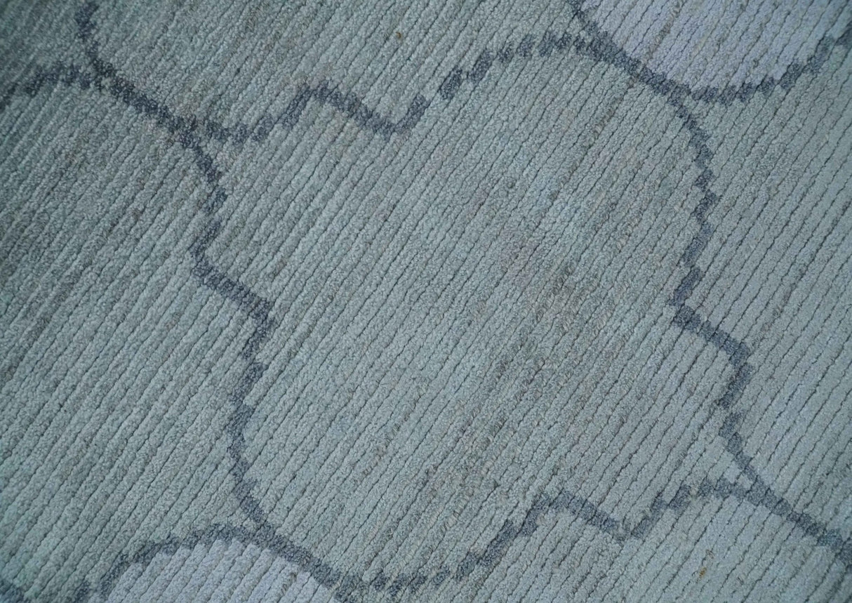 Fine Hand Loomed 8x10 Silver, Gray and Charcoal Modern Geometric Trellis Art Silk Area Rug
