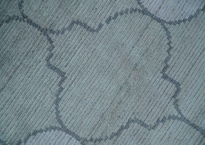 Fine Hand Loomed 8x10 Silver, Gray and Charcoal Modern Geometric Trellis Art Silk Area Rug