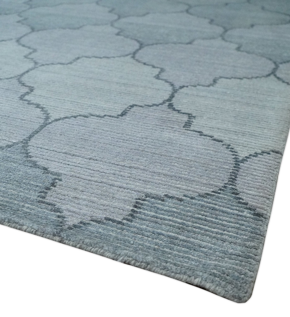 Fine Hand Loomed 8x10 Silver, Gray and Charcoal Modern Geometric Trellis Art Silk Area Rug