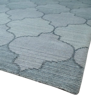 Fine Hand Loomed 8x10 Silver, Gray and Charcoal Modern Geometric Trellis Art Silk Area Rug