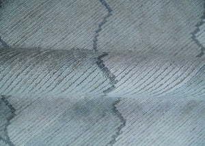 Fine Hand Loomed 8x10 Silver, Gray and Charcoal Modern Geometric Trellis Art Silk Area Rug