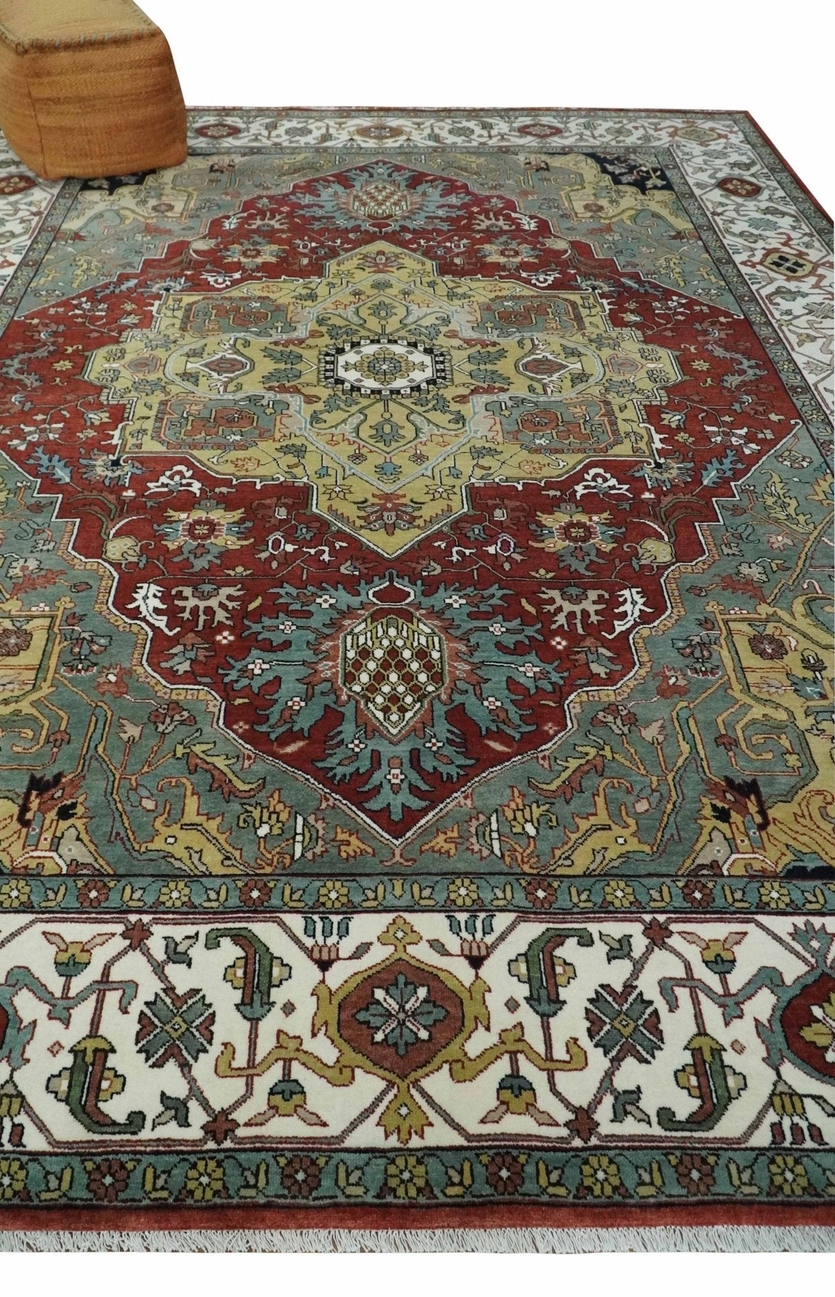 Fine Knots Beige, Brown and Ivory 9x12 Hand knotted Traditional Wool Area Rug