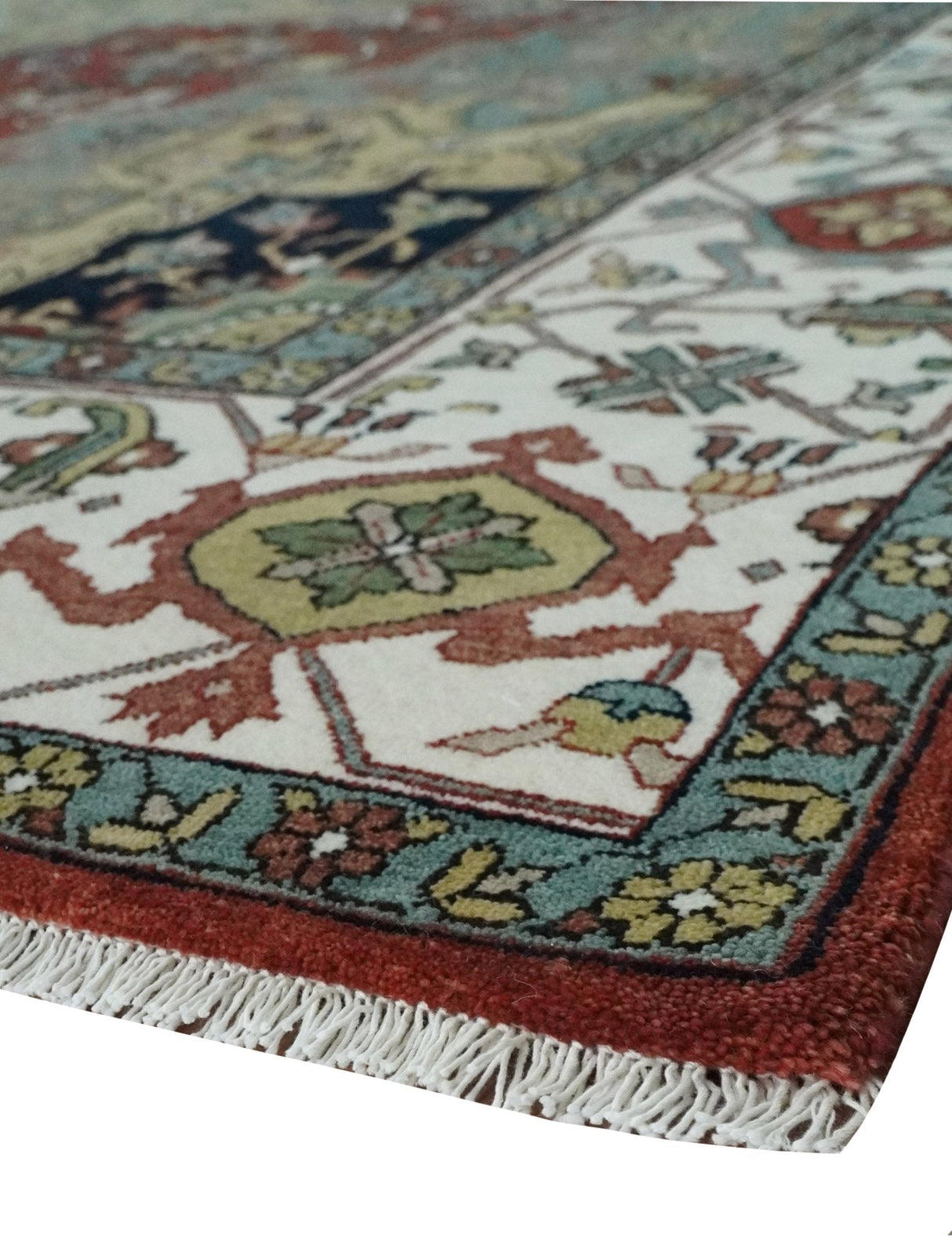 Fine Knots Beige, Brown and Ivory 9x12 Hand knotted Traditional Wool Area Rug