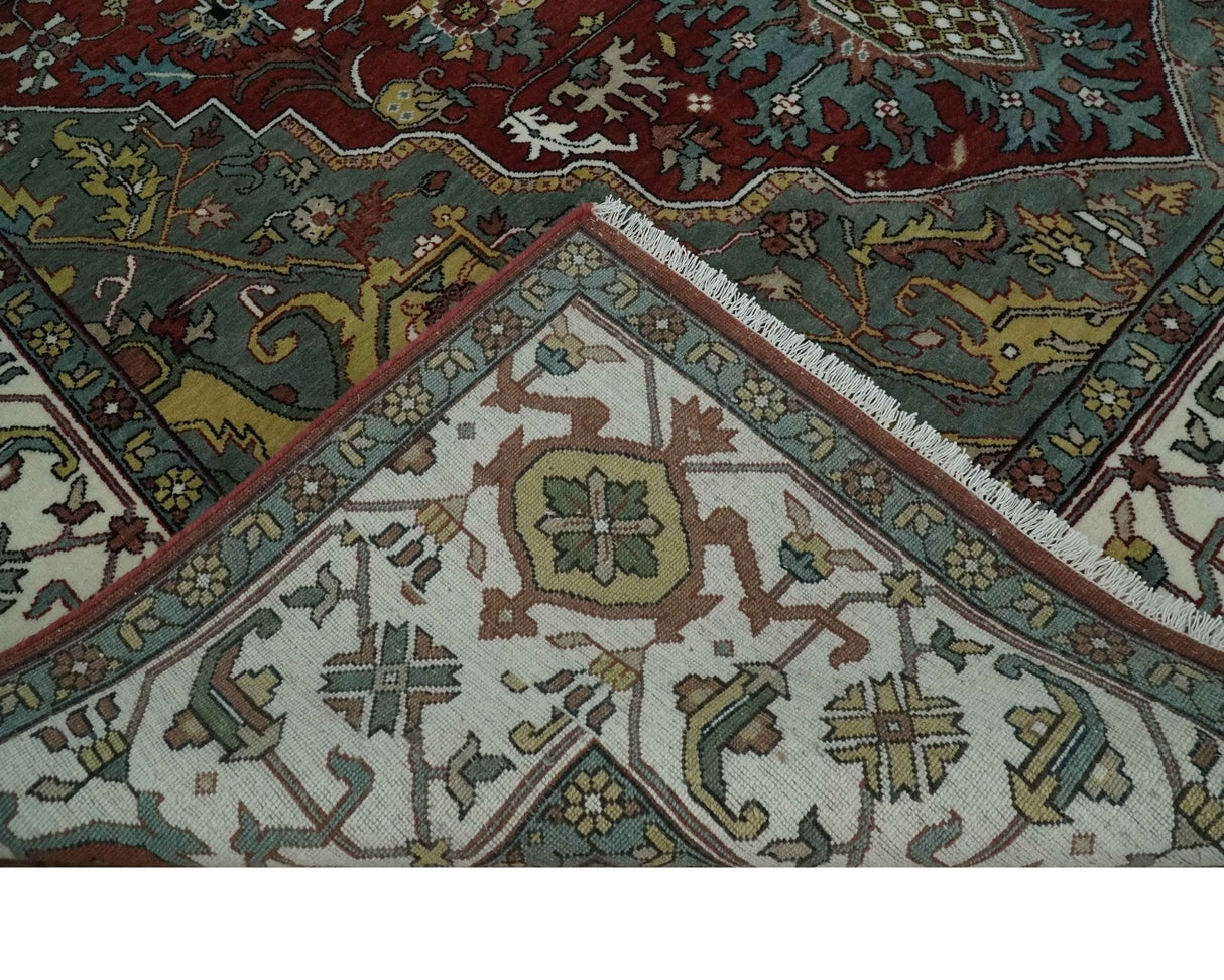 Fine Knots Beige, Brown and Ivory 9x12 Hand knotted Traditional Wool Area Rug