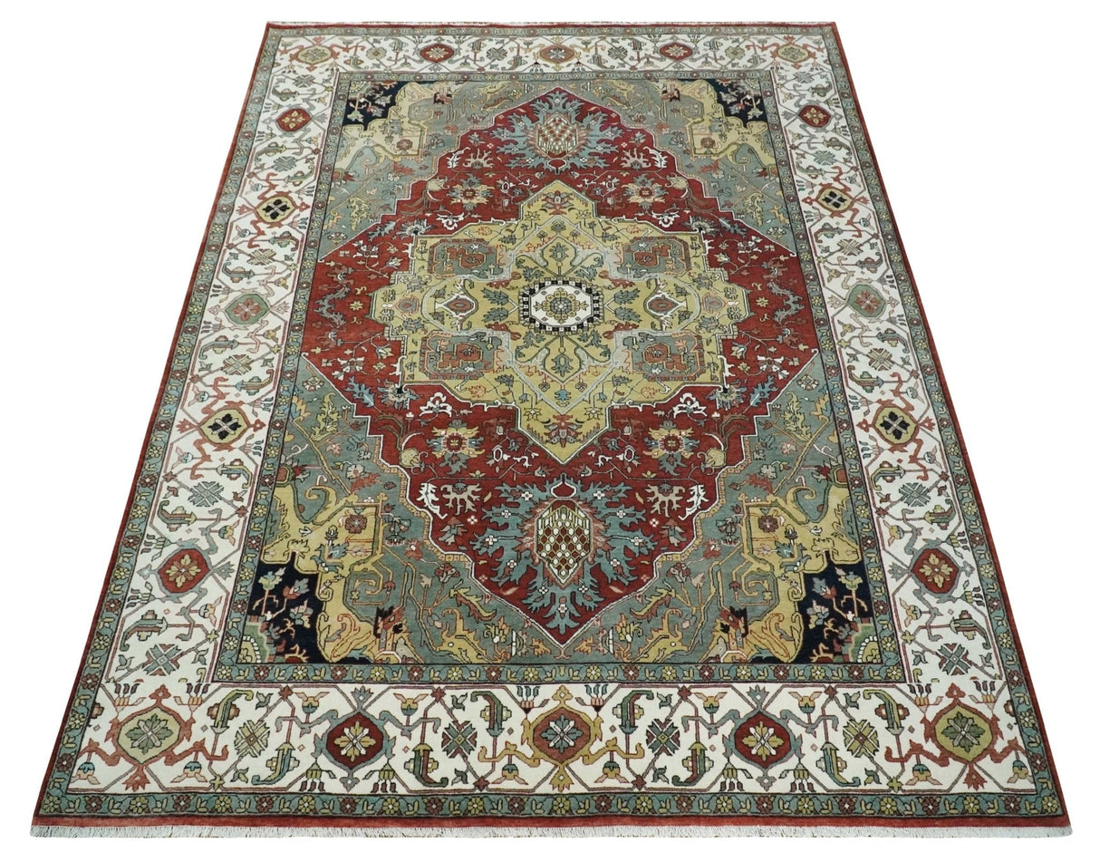 Fine Knots Beige, Brown and Ivory 9x12 Hand knotted Traditional Wool Area Rug