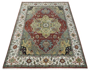 Fine Knots Beige, Brown and Ivory 9x12 Hand knotted Traditional Wool Area Rug