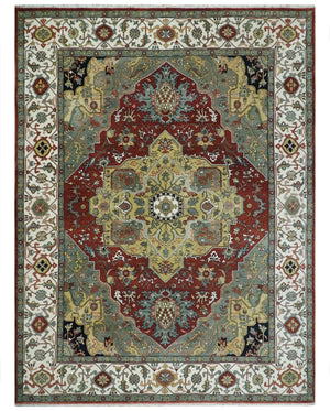 Fine Knots Beige, Brown and Ivory 9x12 Hand knotted Traditional Wool Area Rug
