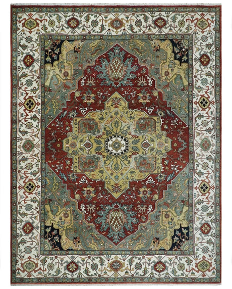 Fine Knots Beige, Brown and Ivory 9x12 Hand knotted Traditional Wool Area Rug