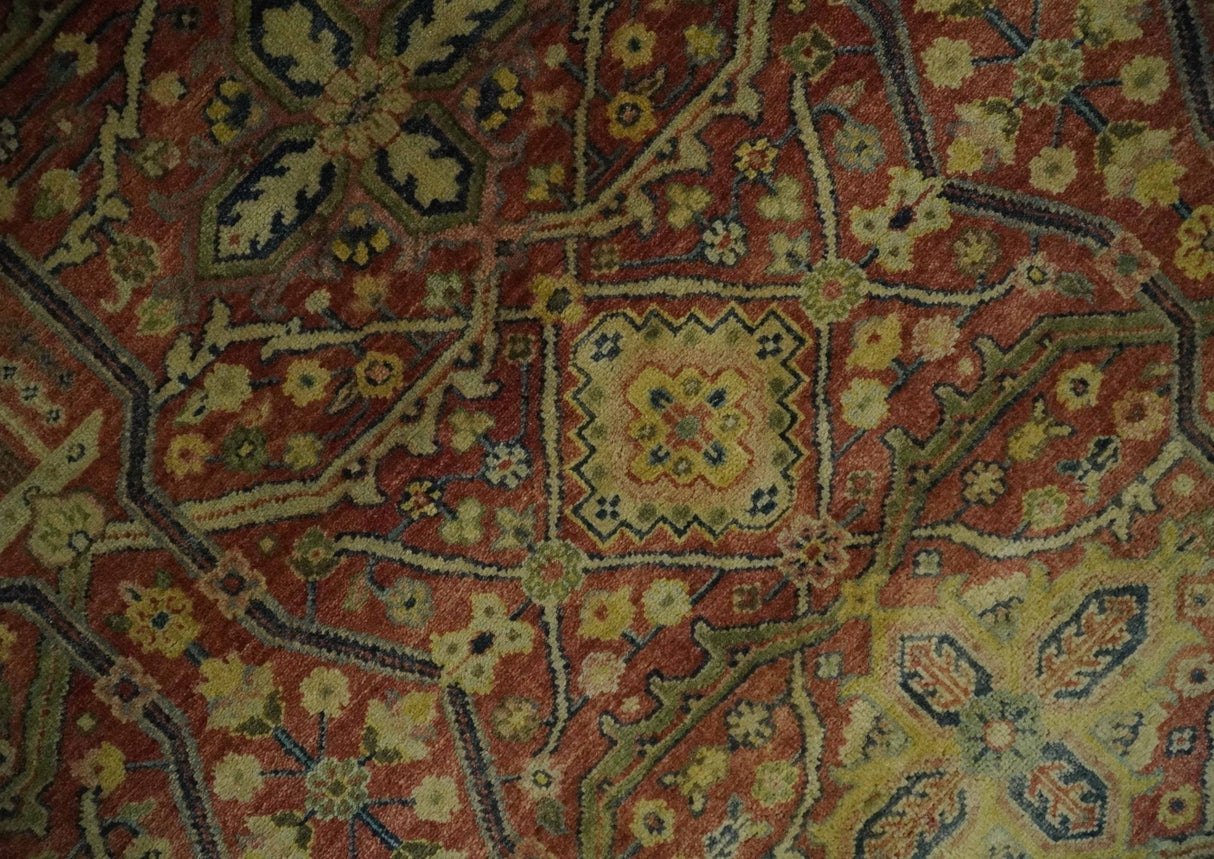 Fine Serapi Hand Knotted 9x12 Rust, Charcoal and Beige Traditional Antique Wool Area Rug