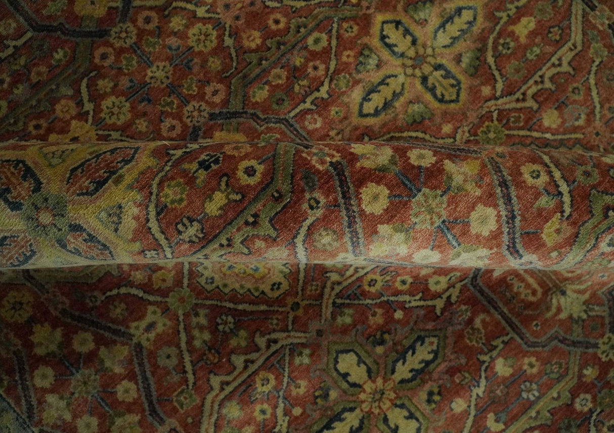 Fine Serapi Hand Knotted 9x12 Rust, Charcoal and Beige Traditional Antique Wool Area Rug