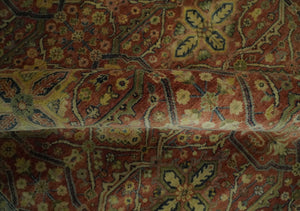 Fine Serapi Hand Knotted 9x12 Rust, Charcoal and Beige Traditional Antique Wool Area Rug