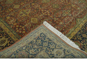 Fine Serapi Hand Knotted 9x12 Rust, Charcoal and Beige Traditional Antique Wool Area Rug