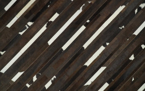 Flatweave Hairon Genuine Leather 5x8, 8x10 and 9x12 Brown Tan and Ivory Area Rug | LR16