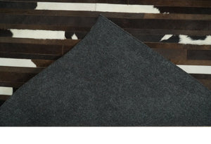 Flatweave Hairon Genuine Leather 5x8, 8x10 and 9x12 Brown Tan and Ivory Area Rug | LR16