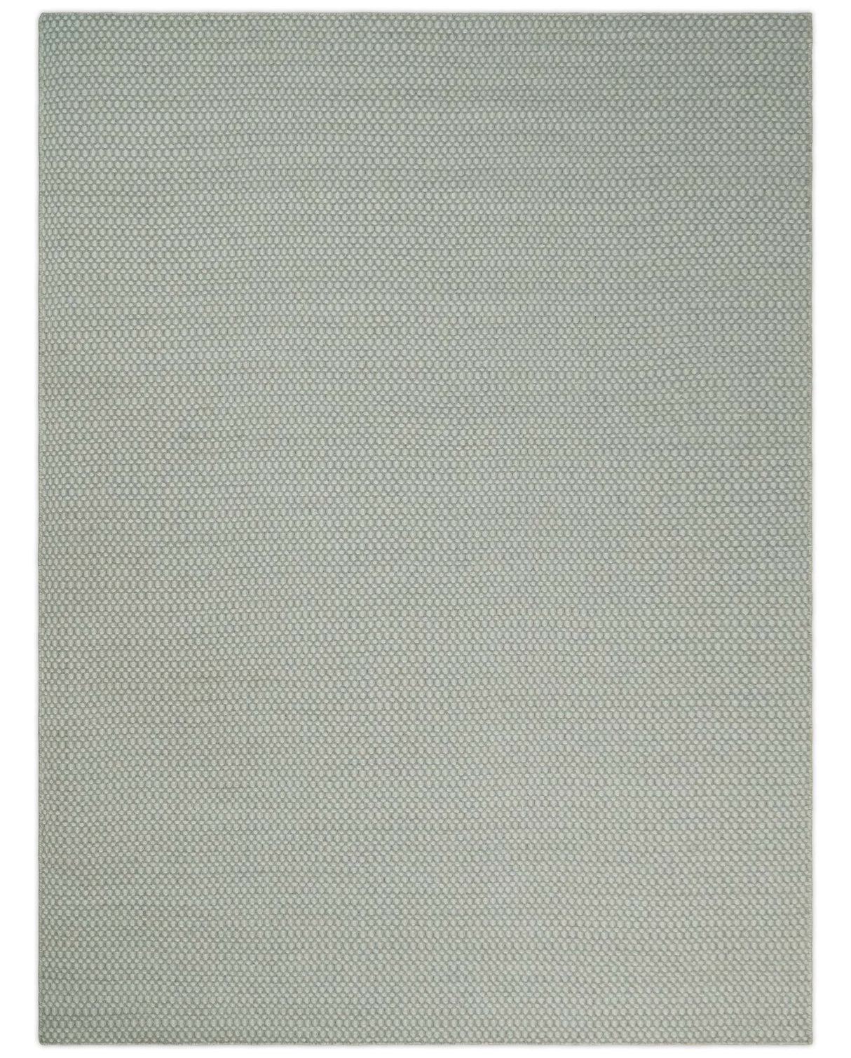 Flatwoven Dhurrie 8x10 and 9x12 Modern Checkered Gray and Ivory Wool Area Rug, Layering Rug | TRDCP832